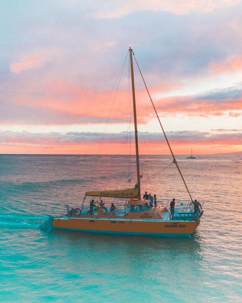 sunset sail boat